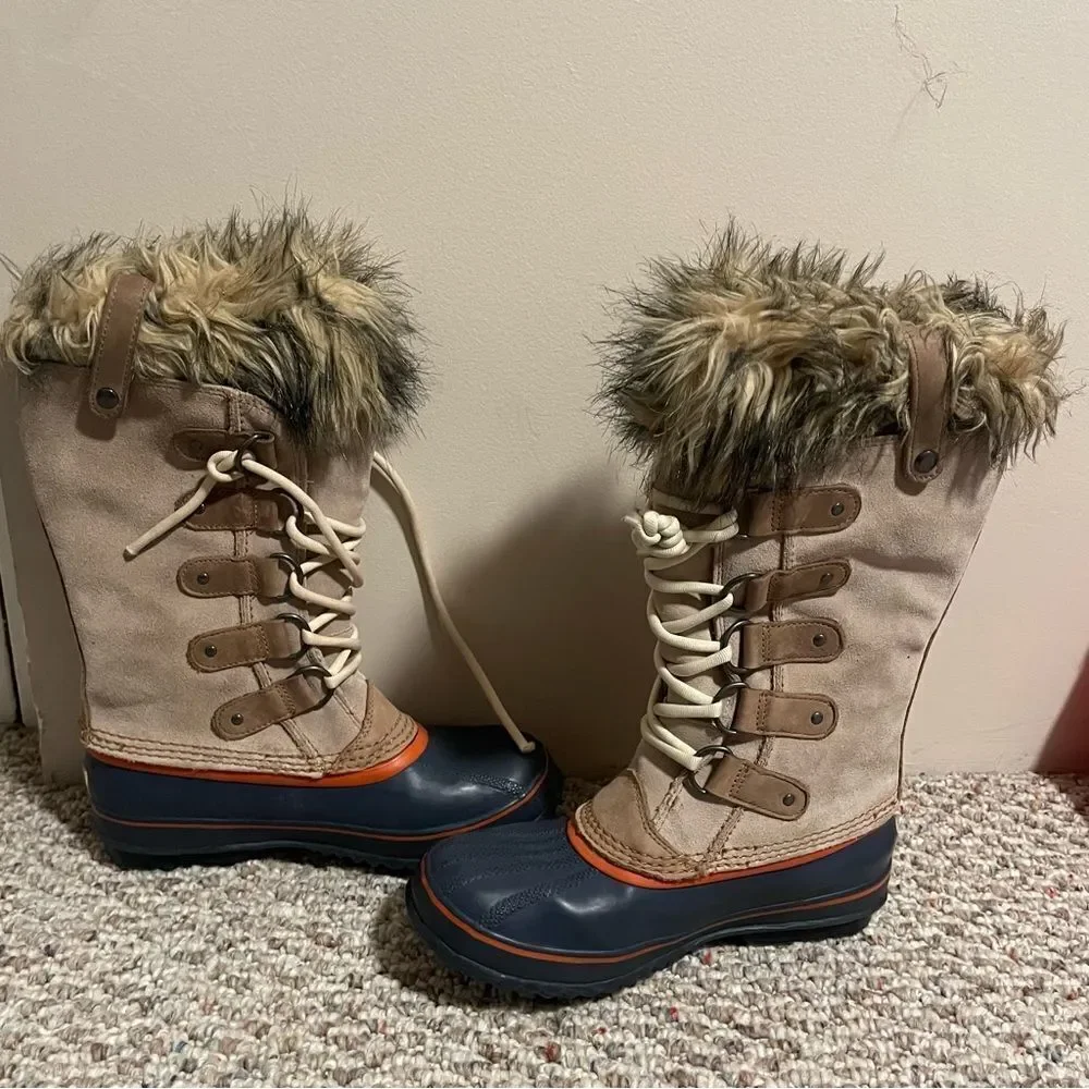 Sorel Joan Of Arctic Tan Waterproof Lined Shearling Winter Boots- Size 7